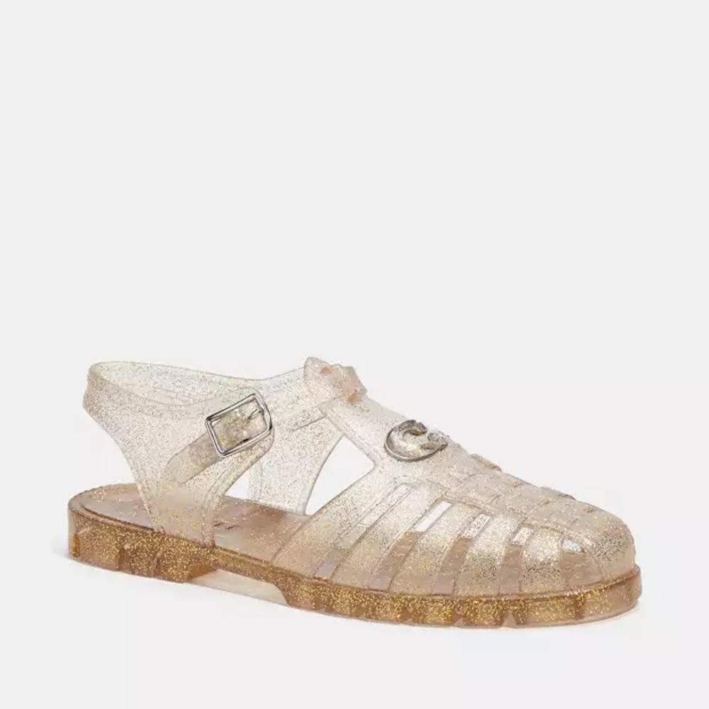 New Coach Glitter Jelly Fisherman’s Sandals in yellow Glitter